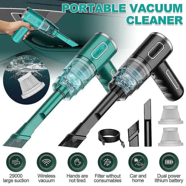 Aspirator portabil fara fir N3 29000PA (29CJ-K0274-260711-190), 29.000 Pa, 120 W, baterie 2000 mAh, umed/uscat, cu tub lung, perie si filtru, negru