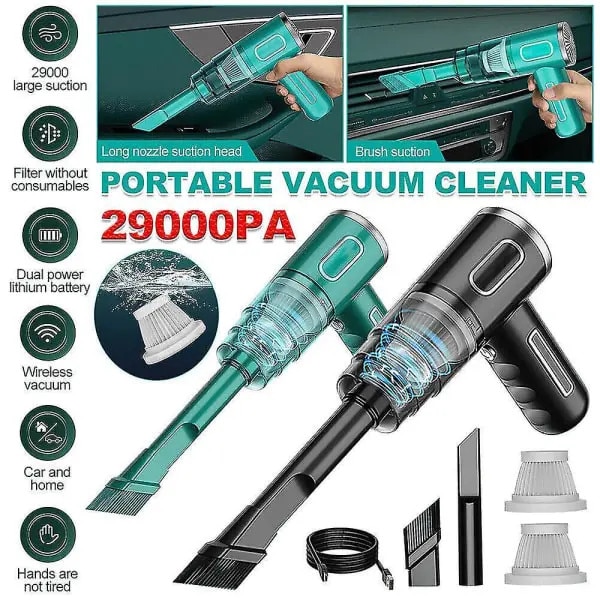 Aspirator portabil fara fir N3 29000PA (29CJ-K0274-260711-190), 29.000 Pa, 120 W, baterie 2000 mAh, umed/uscat, cu tub lung, perie si filtru, negru