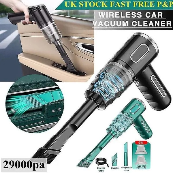 Aspirator portabil fara fir N3 29000PA (29CJ-K0274-260711-190), 29.000 Pa, 120 W, baterie 2000 mAh, umed/uscat, cu tub lung, perie si filtru, negru