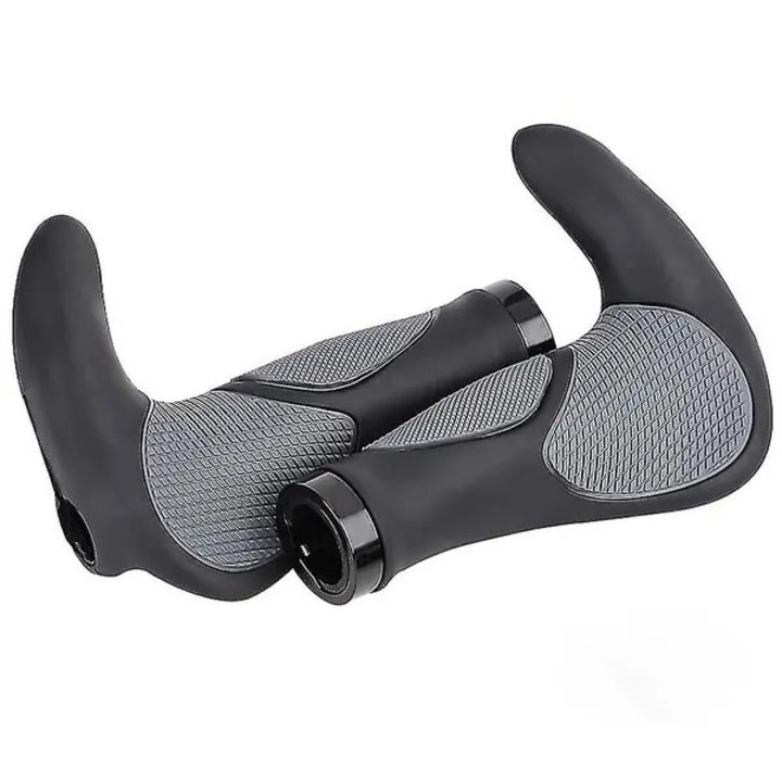 Kerékpár markolat, alumínium és TPR, ergonomikus, fekete, 124x22.2mm, 2 darabos szett