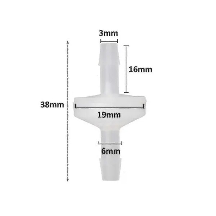 8 db egyirányú PVDF szelep készlet, fehér, 6mm 38mm