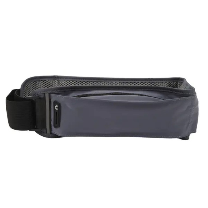 Állítható sport övtáska 60-85cm, poliuretán, szürke, több zsebbel