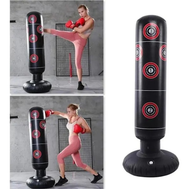 Felfújható boxzsák, 160x25cm, fekete, fitneszhez és szórakozáshoz
