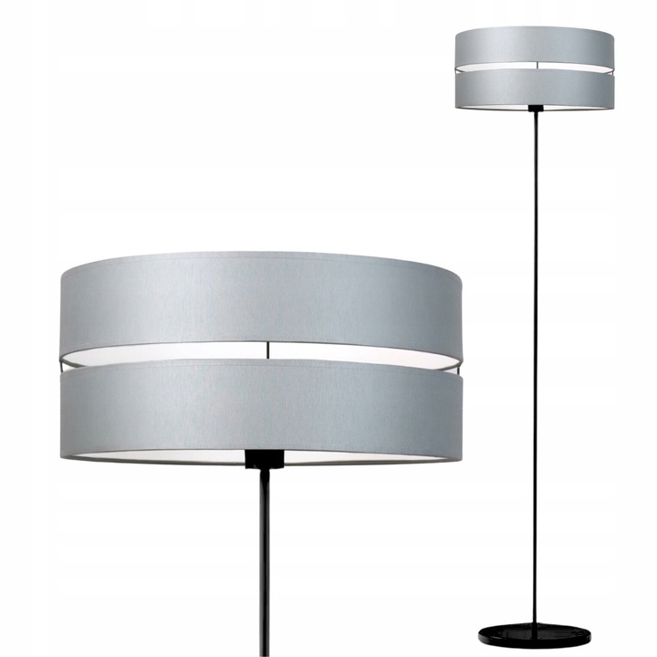 Lampa de podea LED E27 Gri cu Abajur Modern pentru Salon