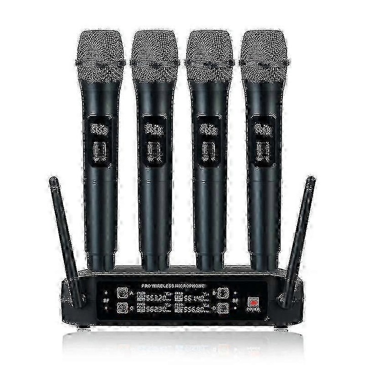 Vezeték nélküli mikrofon szett 4 csatornás UHF fekete 100Hz-20kHz 100x240V