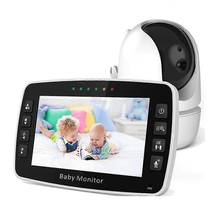 Bébiőr videóval 4.3 inch, kétirányú kaputelefon, éjjellátó, fehér