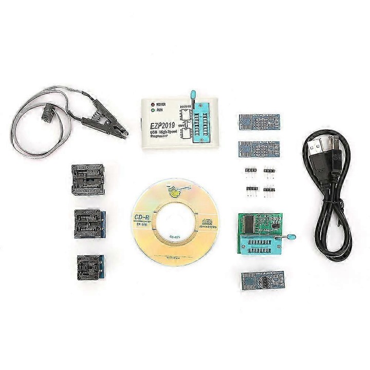 Програматор за бърз флаш за чипове 24 25 93, USB 2.0, преносим, комплект