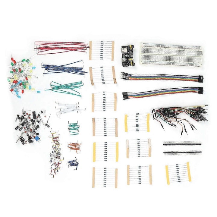 DIY elektronikai alkatrész készlet, komplett szett, többszínű, tárolódoboz