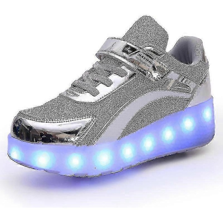 Обувки с двойни колелца, LED, текстил, размери 31-40