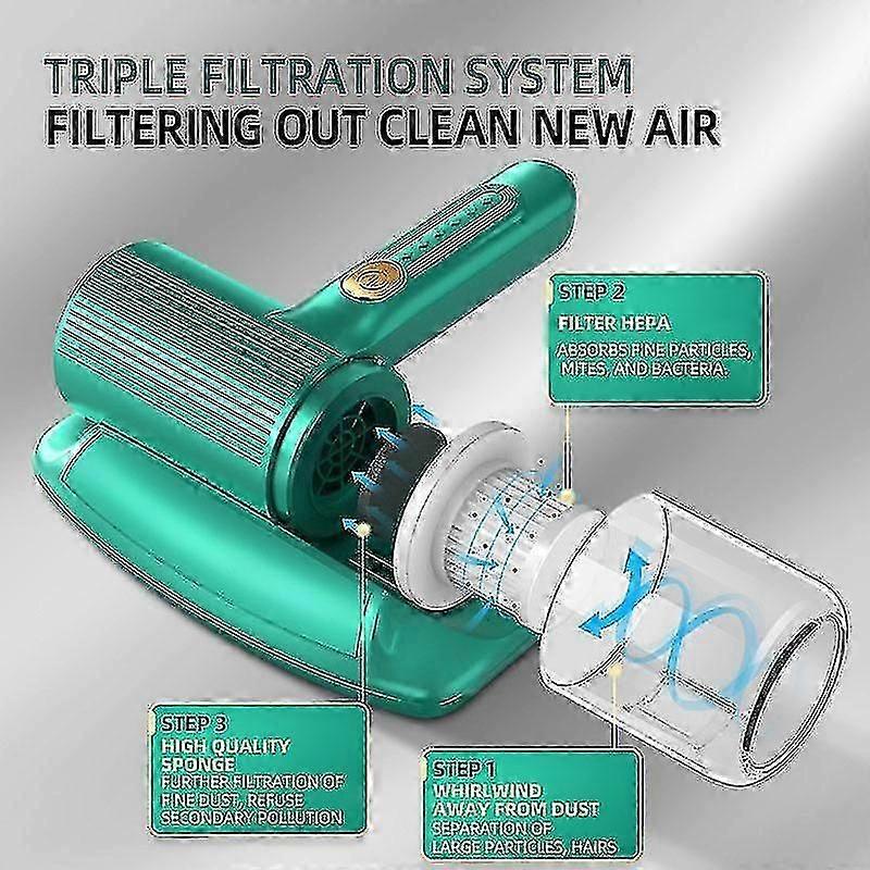 Aspirator portabil fara fir, capacitate 2000mAh, alb-verde, 23x22.5x11cm
