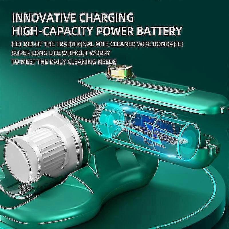 Aspirator portabil fara fir, capacitate 2000mAh, alb-verde, 23x22.5x11cm