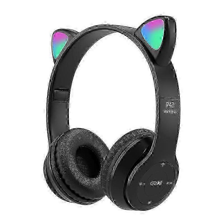 Összecsukható Bluetooth fejhallgató LED macskafülekkel, többszínű, univerzális