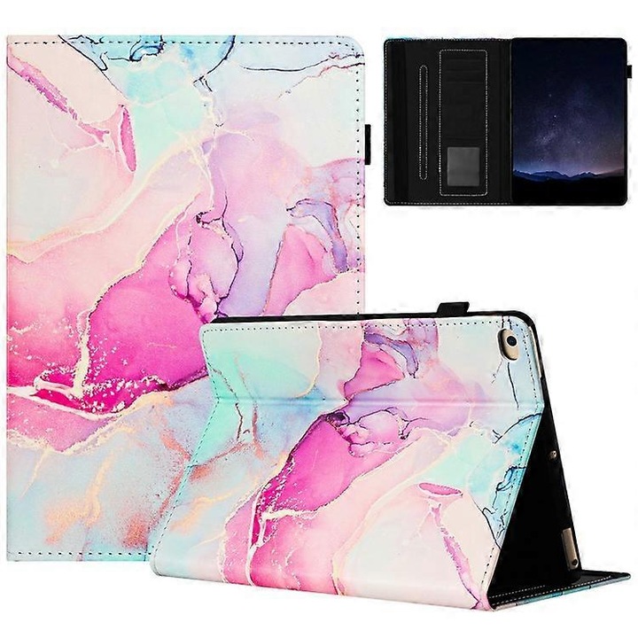 Husa tableta marmura roz 7.9 inch cu suport stilou si functie stand
