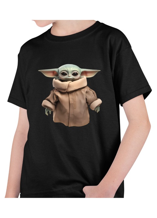 Gyerek Fiú Póló Baby Yoda Grogu Mandalorian Star Wars, Fekete