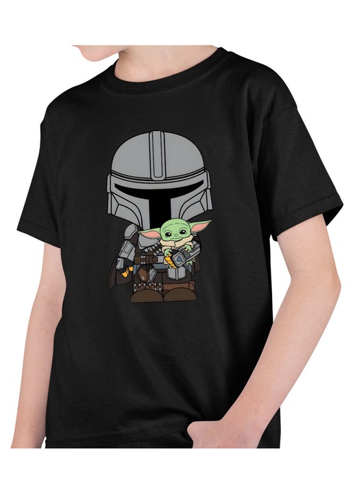Gyerek Fiú Póló Mandalorian Grogu Baby Yoda Star Wars, Fekete