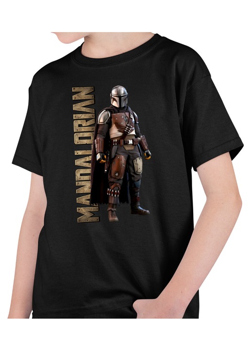 Gyerek Fiú Póló Star Wars Mandalorian, Fekete