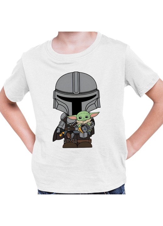 Gyerek Fiú Póló Mandalorian Grogu Baby Yoda Star Wars, Fehér