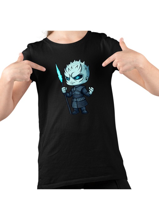 Gyerek Lány Póló Game of Thrones Night King White Walkers, Fekete