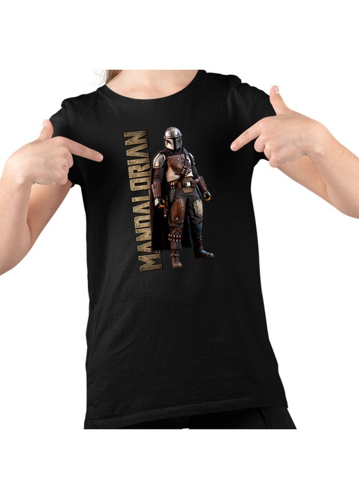 Gyerek Lány Póló Star Wars Mandalorian, Fekete