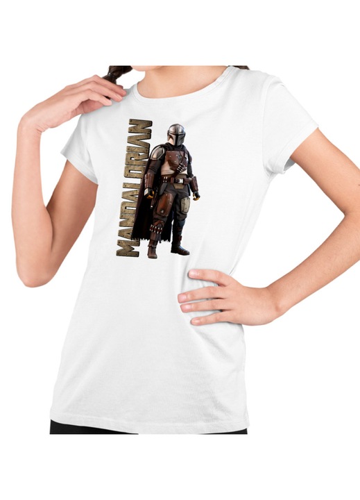 Gyerek Lány Póló Star Wars Mandalorian, Fehér