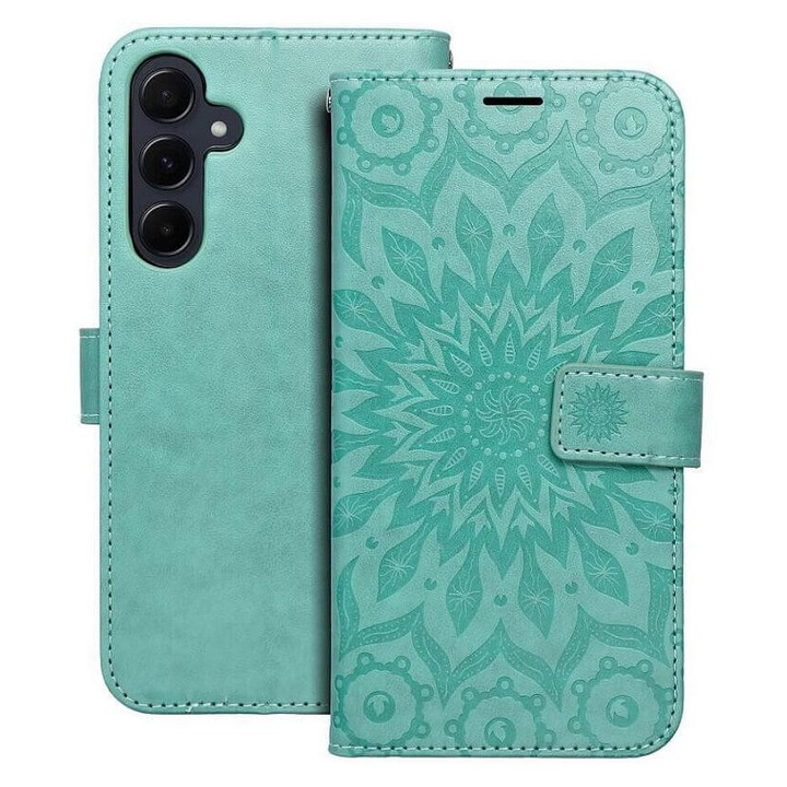 Bőrtok Samsung A55-höz, Forcell Mezzo Book Case Sun, Zöld