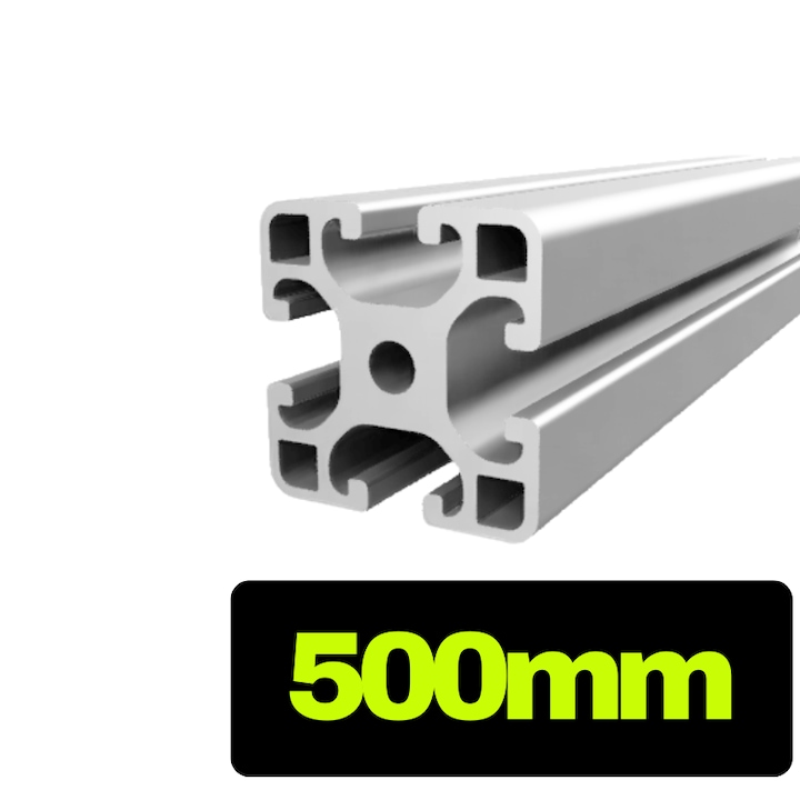 Profil structural din aluminiu T-SLOT 40x40 argintiu - 500mm
