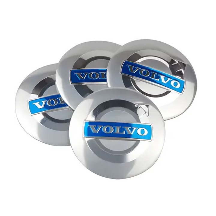 4 db keréktárcsa kupak készlet, Volvo logó, ezüstkék, 56mm