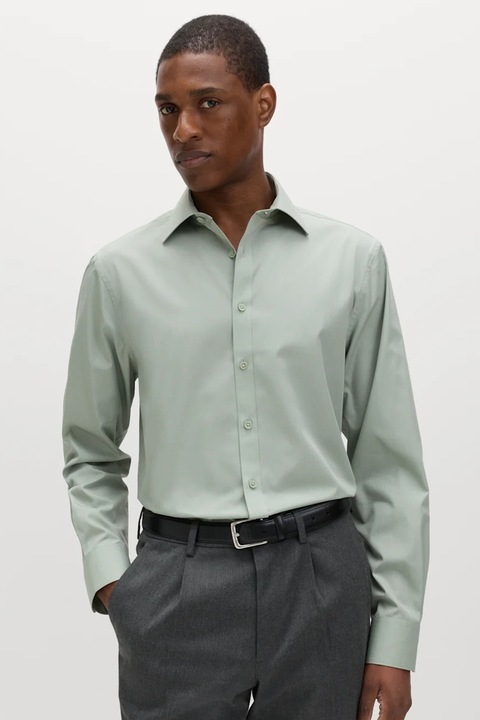 Marks & Spencer, Camasa regular fit din amestec de bumbac, Verde pastel