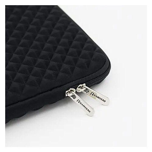 Husa pentru laptop din piele ecologica (PU) matlasata, captuseala moale, neagra, 14 inch