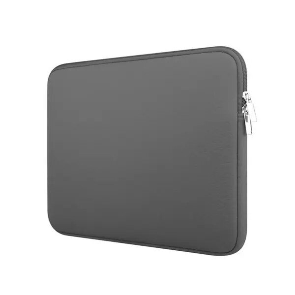 Husa laptop neopren 15 inch gri cu fermoar protectie strat dublu