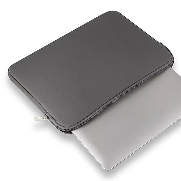 Husa laptop neopren 15 inch gri cu fermoar protectie strat dublu