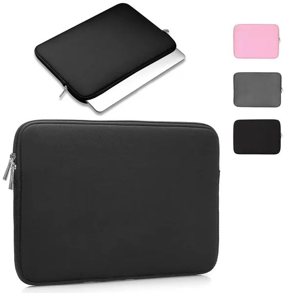 Husa laptop neopren 15 inch gri cu fermoar protectie strat dublu