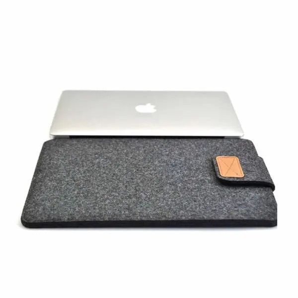 Husa laptop 15.6 inch, lana, negru, velcro