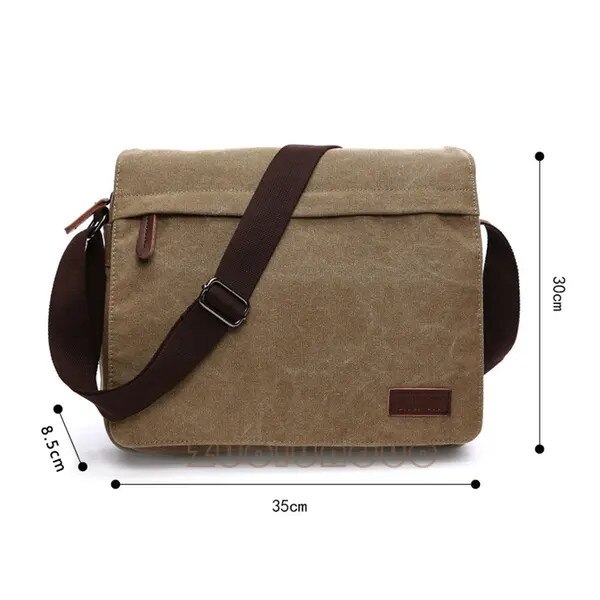 Geanta umar barbati, panza cerata, piele, khaki, 15x30x40cm