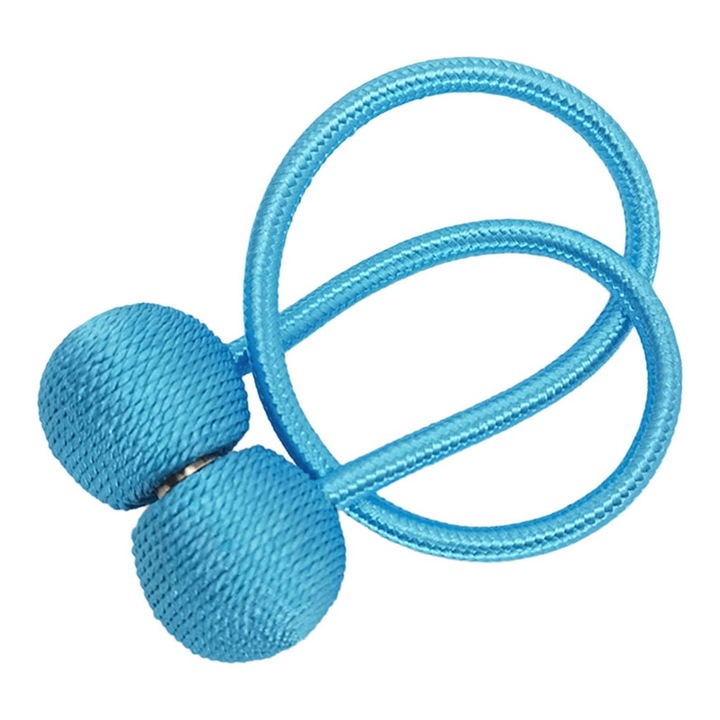 Magnet pentru perdele bleu satinat, 44 x 3 cm, snur decorativ impletit din poliester, prindere magnetica puternica, accesoriu elegant pentru perdele si draperii, 1 buc