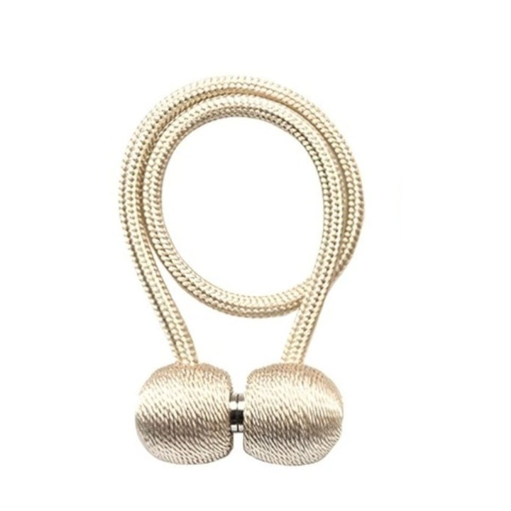 Magnet pentru perdele si draperii, snur magnetic elegant, 44 cm, alb auriu