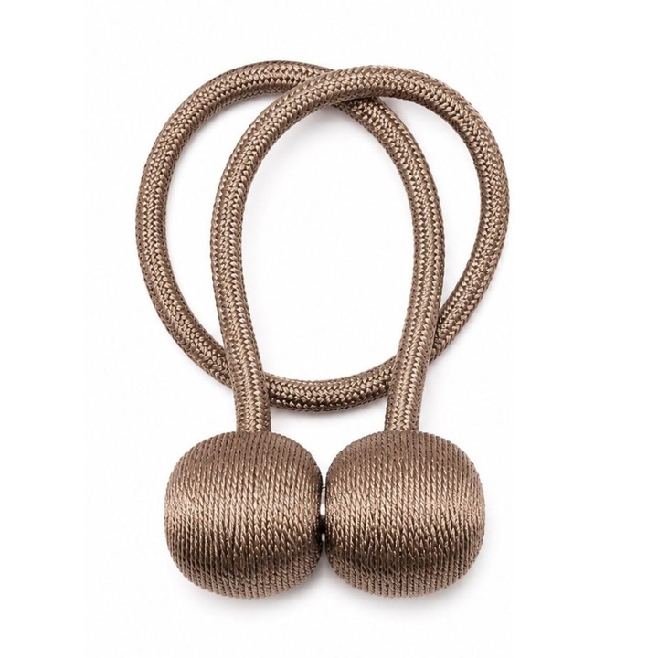 Suport magnetic pentru perdele, snur decorativ impletit, magnet puternic, 44 cm, auriu antichizat