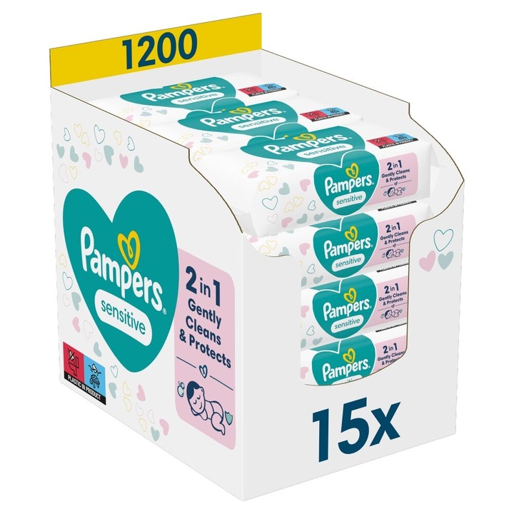 Влажни кърпички pampers sensitive 1200бр