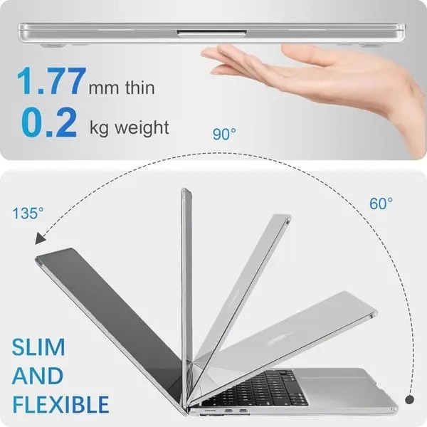 Husa laptop transparenta, 15 inch, 1.77mm, 0.2kg