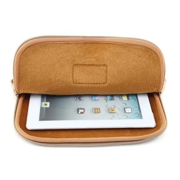 Husa pentru laptop 15,6 inch PRE-CJk0515-26-0806-1960, canvas exterior cu interior neopren, imprimeu leopard bej, dimensiuni interioare 38,3 x 26,3 x 3,5 cm