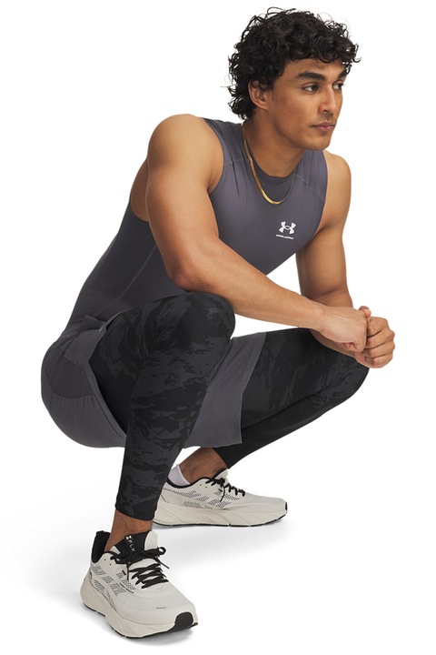Under Armour, Mintás sportleggings, Fekete/Szürke