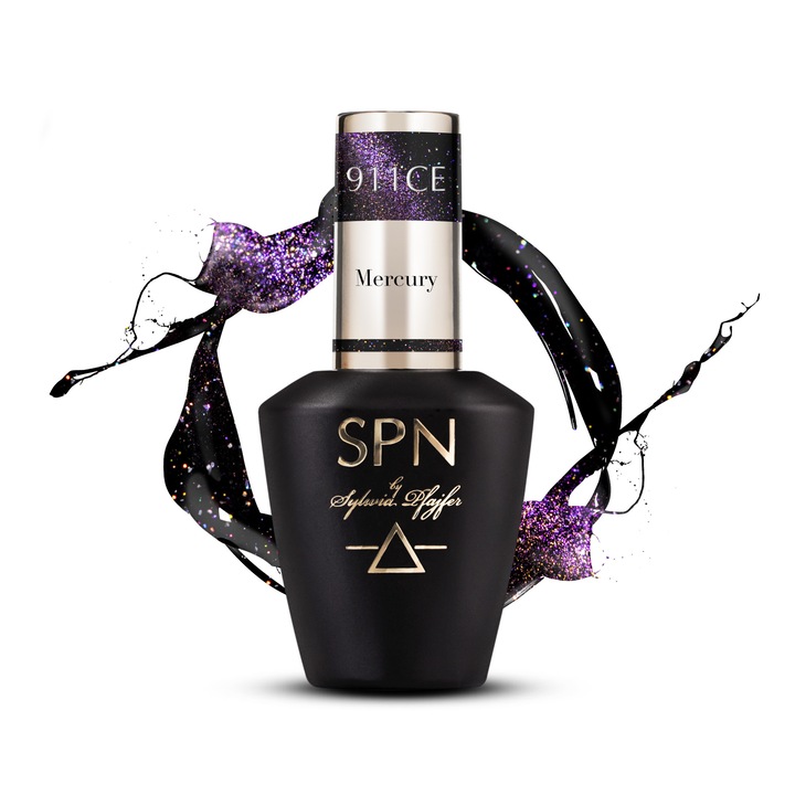 Lac de unghii SPN Nails 911CE Mercury, efect ochi de pisica, violet-galben, 8ml