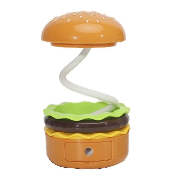 Lampa birou copii hamburger, LED, регулируема, 8.2x8.2x8.2cm, пластмаса