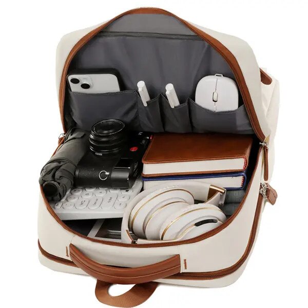 Rucsac laptop rezistent impermeabil bej 42x31x14cm