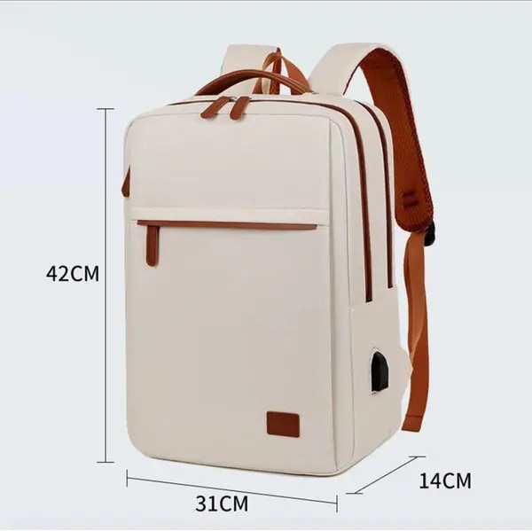 Rucsac laptop rezistent impermeabil bej 42x31x14cm