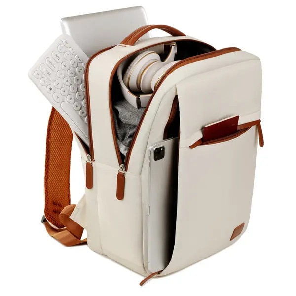 Rucsac laptop rezistent impermeabil bej 42x31x14cm