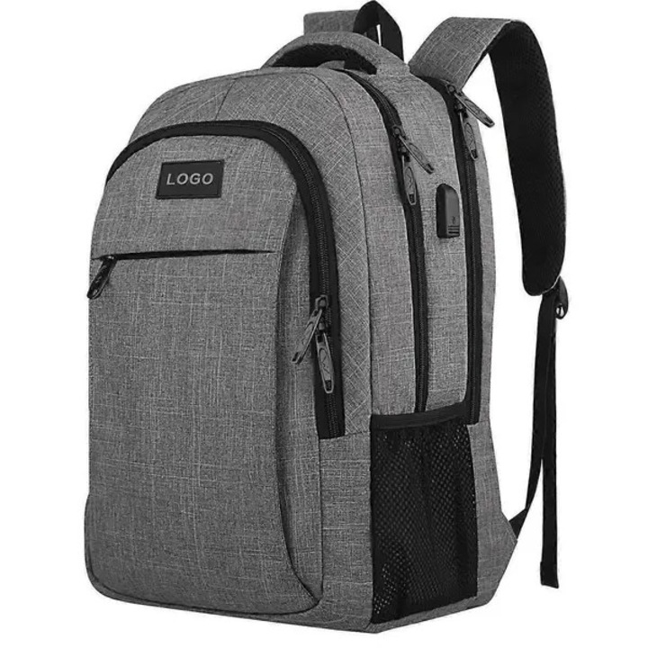 Vízálló, lopásgátló laptop hátizsák, töltőporttal, szürke, 15.6 hüvelyk