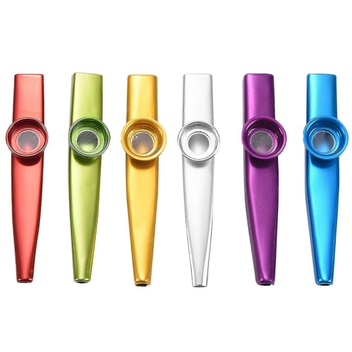 6 db többszínű fém kazoo készlet 12x2.7x2.3cm