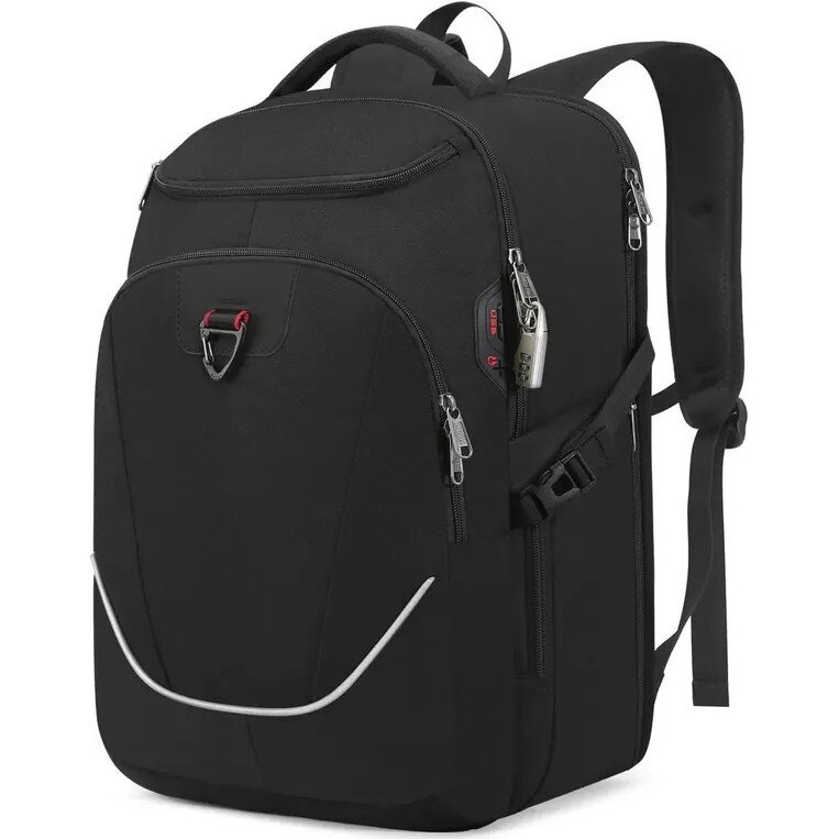 Rucsac pentru laptop din poliester, capacitate 36L, port USB extern, compartiment laptop 180° certificat TSA, sistem anti-furt, negru, pentru laptop pana la 17 inch