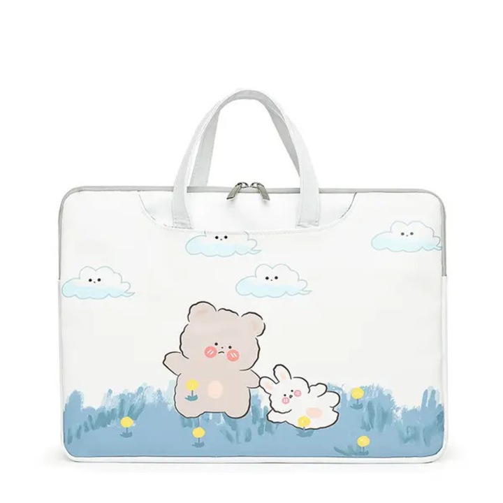 Laptoptáska 13 inch, barna medve, puha bélés, könnyű